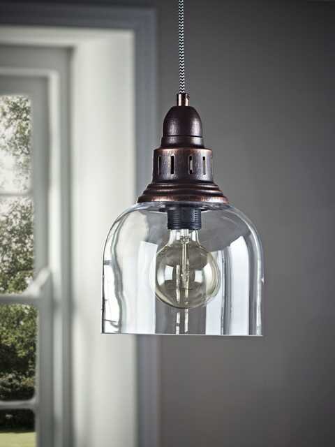 Antique Copper & Glass Pendant - image 1