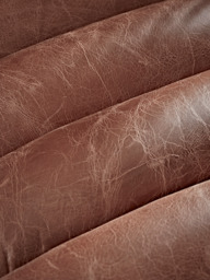 Ribbed Leather Armchair - Tan - thumbnail 3