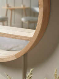 Round Oak Shelf Mirror - thumbnail 3