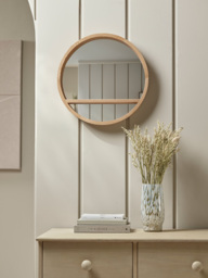 Round Oak Shelf Mirror - thumbnail 1