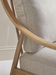 Curved Arm Mid Century Chair - Linen Look - thumbnail 4