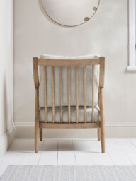 Curved Arm Mid Century Chair - Linen Look - thumbnail 2