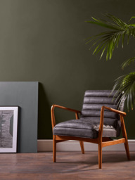 Ribbed Leather Armchair - Black - thumbnail 3