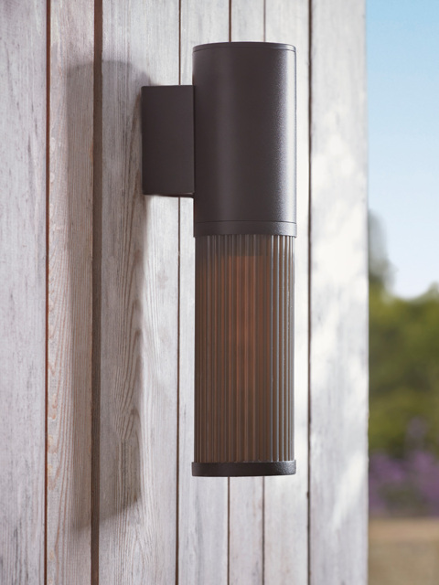 Outdoor Round Ribbed Wall Light - image 1