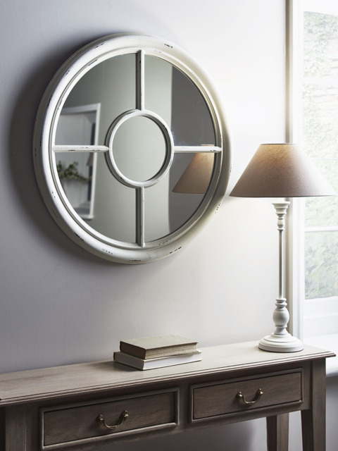 White Round Window Mirror - image 1