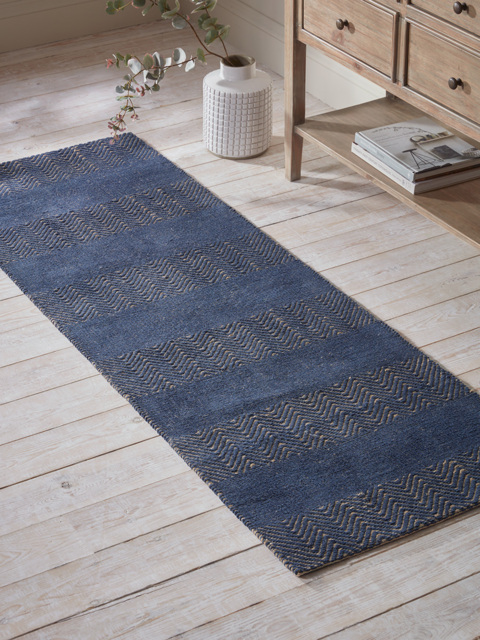 Navy Stripe Flatweave Runner - image 1