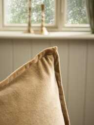 Velvet & Cotton Linen Large Square Cushion Cover - Nutmeg - thumbnail 4