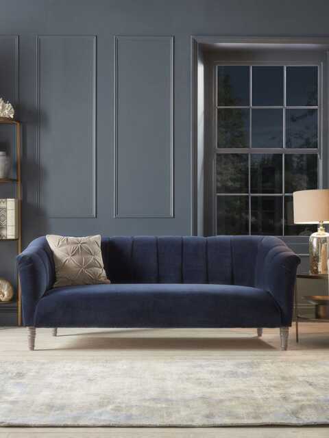 Kemi Three Seater Sofa - Navy Opulent Cotton Velvet - image 1