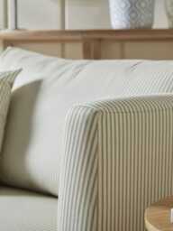 Geneve Love Seat - Vintage Taupe Cotton Stripe - thumbnail 2