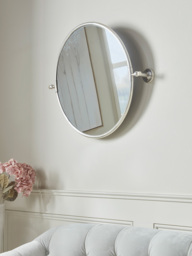 French Round Wall Mirror - Antique Silver - thumbnail 2