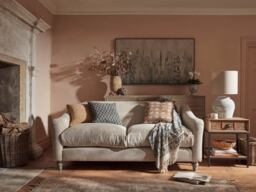 Assan Two Seater Sofa - Dusky Blue Cotton Stripe - thumbnail 3