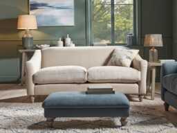 Assan Two Seater Sofa - Dusky Blue Cotton Stripe - thumbnail 5