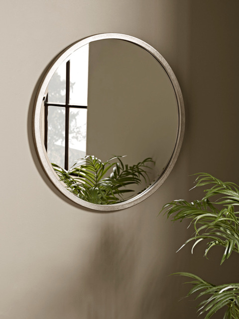 Burnished Silver Bevelled Round Mirror - Small - image 1