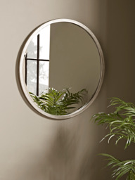 Burnished Silver Bevelled Round Mirror - Small
