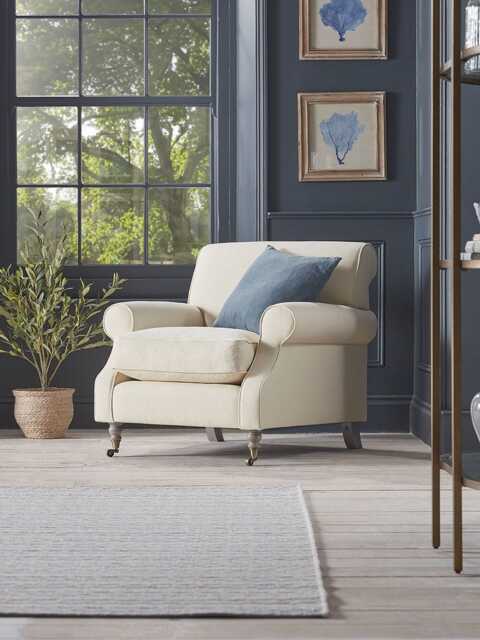 Annecy Armchair - Vintage Taupe Cotton Stripe - image 1