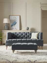 Bodo Three Seater Sofa - Navy Opulent Cotton Velvet - thumbnail 1