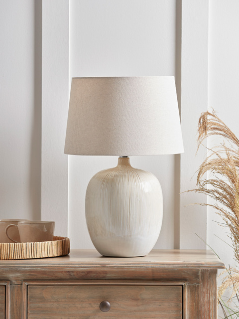 Round Ribbed Table lamp - Neutral - image 1
