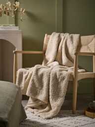 Cosy Luxe Faux Shearling Throw - Natural - thumbnail 1