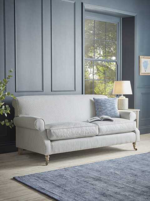 Annecy Three Seater Sofa - Warm Sand Wide Cotton Stripe - image 1