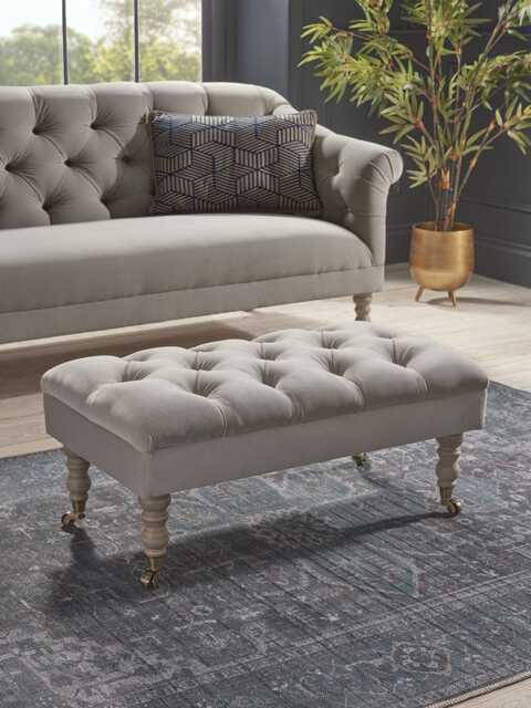 Domme Ottoman - Carbon Opulent Cotton Velvet - image 1