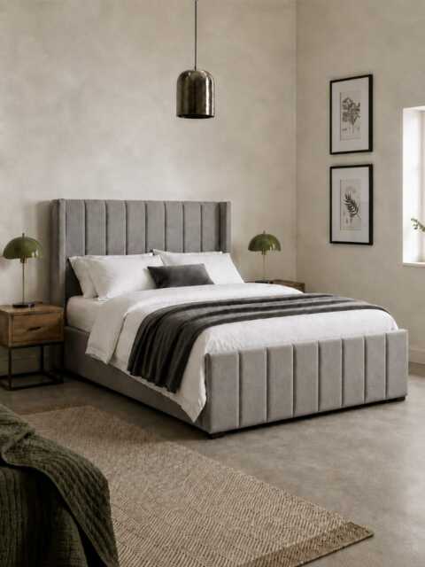 Ivor Velvet Ottoman Storage Bed - Double - image 1