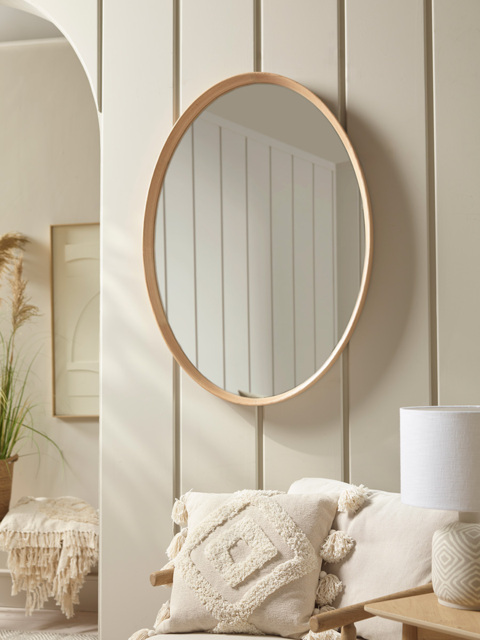 Oak Deep Framed Mirror - Oval - image 1