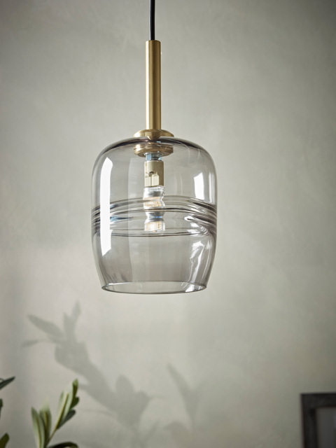 Smoked Ribbed Glass Pendant - Rectangular - image 1