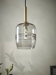 Smoked Ribbed Glass Pendant - Rectangular