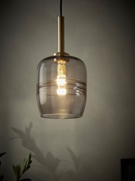 Smoked Ribbed Glass Pendant - Rectangular - thumbnail 2