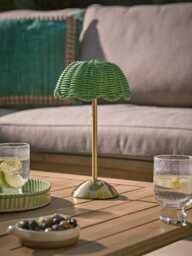 Rechargeable Scalloped Rattan Lamp - thumbnail 1