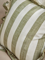 Ruffle Square Cushion - Green Stripe - thumbnail 3