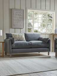 Edmonton Two Seater Sofa - Soft Grey Opulent Cotton Velvet - thumbnail 1