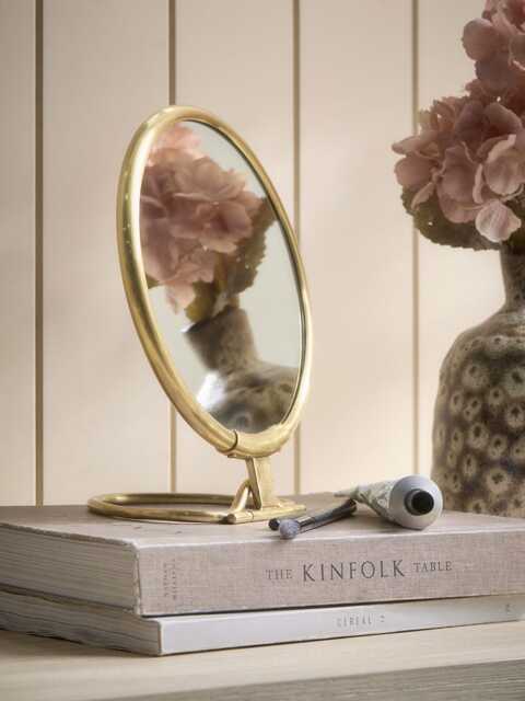 Round Brass Pedestal Mirror - Small - image 1