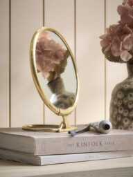 Round Brass Pedestal Mirror - Small - thumbnail 1