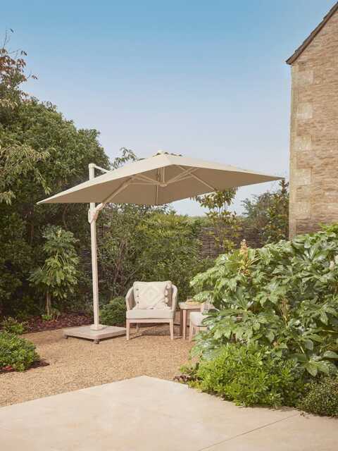 Square Light Up Cantilever Parasol  Set - Sandstone & Champagne - image 1