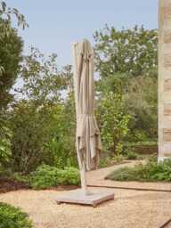 Square Light Up Cantilever Parasol  Set - Sandstone & Champagne - thumbnail 2