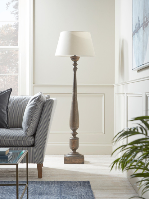 Greywash Turned Floor Lamp - image 1