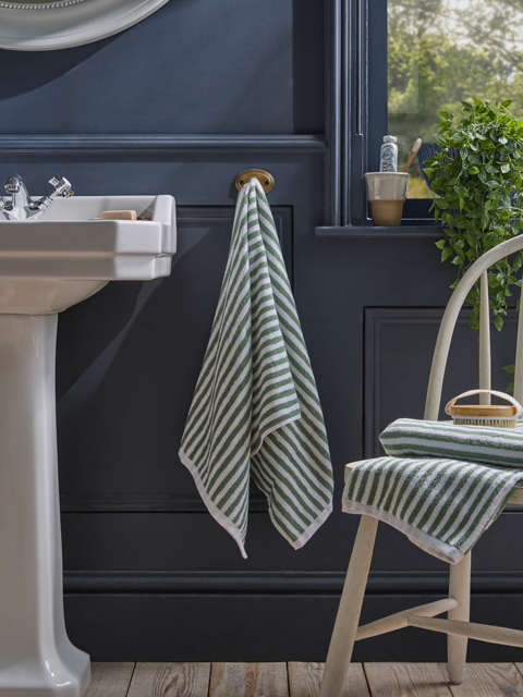 Cotton Striped Hand Towel - Eucalyptus - image 1
