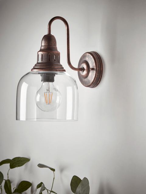 Antique Copper & Glass Wall Light - image 1