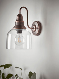 Antique Copper & Glass Wall Light - thumbnail 1