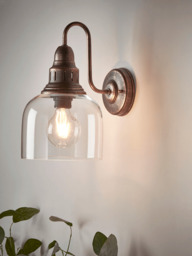 Antique Copper & Glass Wall Light - thumbnail 2