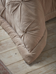 Pintucked Velvet & Cotton Linen Kingsize Quilt - Putty - thumbnail 3