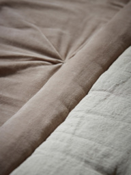 Pintucked Velvet & Cotton Linen Kingsize Quilt - Putty - thumbnail 2