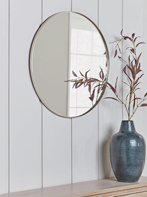 Antique Silver Slim Frame Round Mirror - Medium - image 1