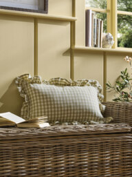 Gingham Ruffle Rectangular Cushion - Sage
