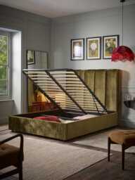 Ribbed Olive Velvet Bed - Super King - thumbnail 3