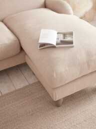 Reine Chaise Right Hand Facing Sofa - Dusky Blue Cotton Stripe - thumbnail 5