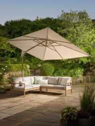 The Ultimate Landscape Rectangular Cantilever Parasol Set - Teak & Champagne
