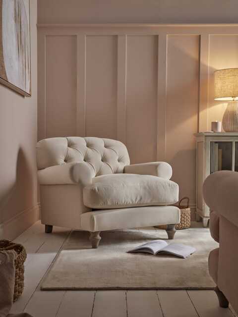 Bern Armchair - Seashell Opulent Cotton Velvet - image 1