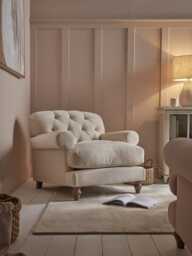 Bern Armchair - Seashell Opulent Cotton Velvet - thumbnail 1